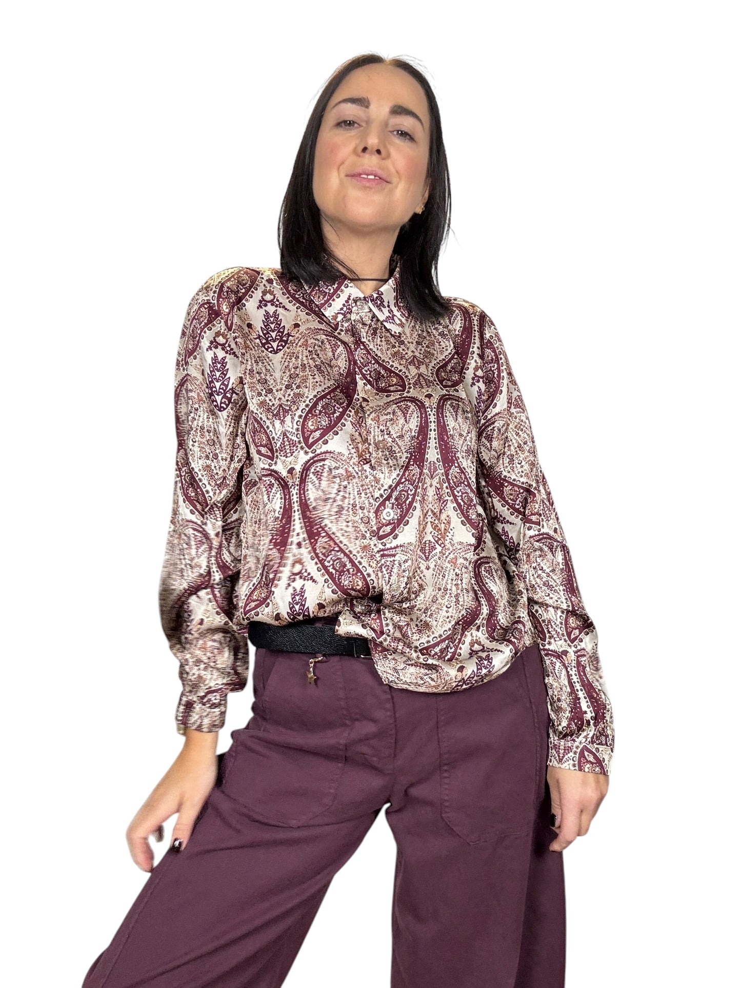 CAMICIA A FANTASIA CASHMERE BORDEAUX SUSY MIX