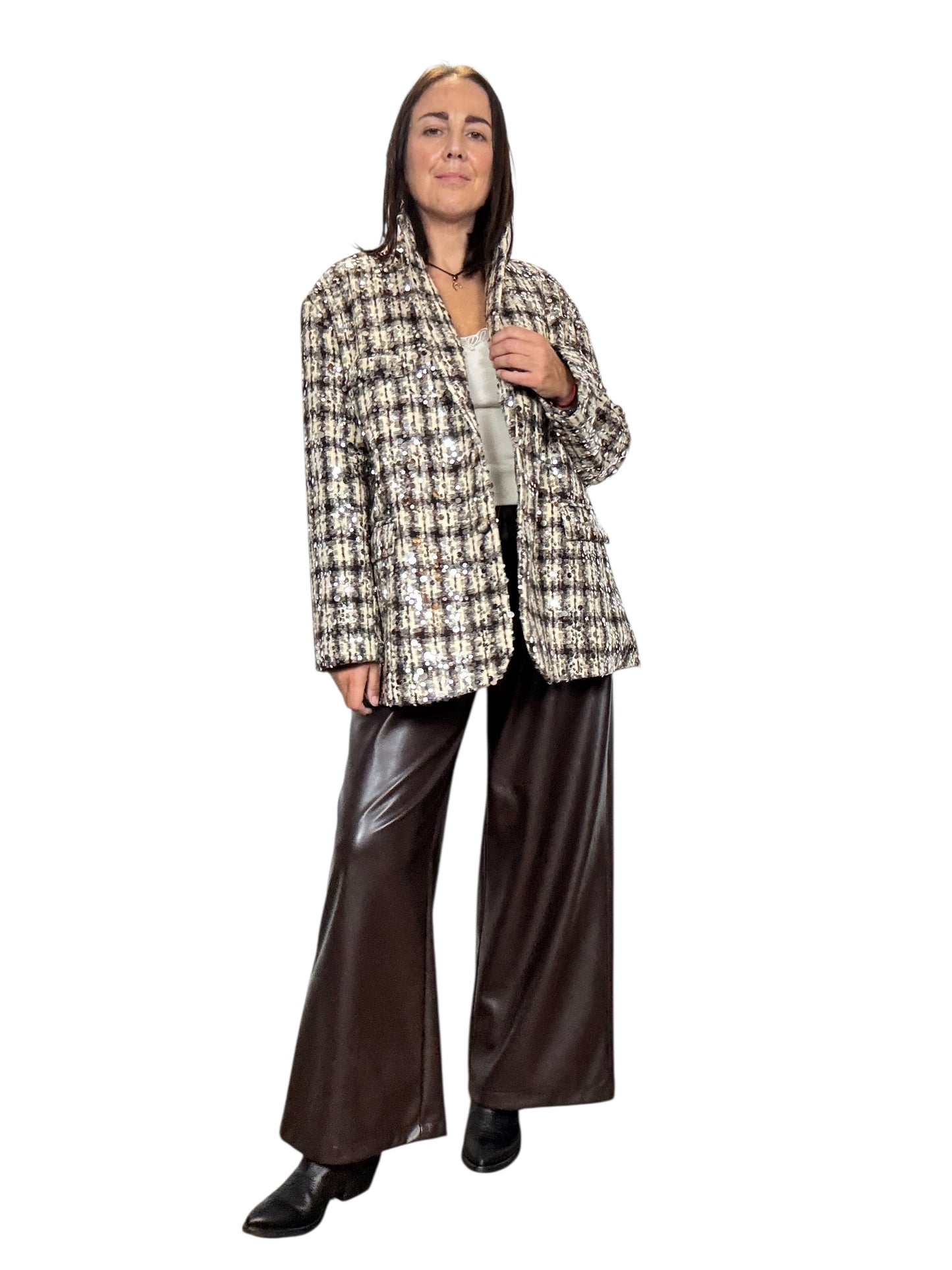 GIACCA CHECK CON PAILLETTES SUSY MIX