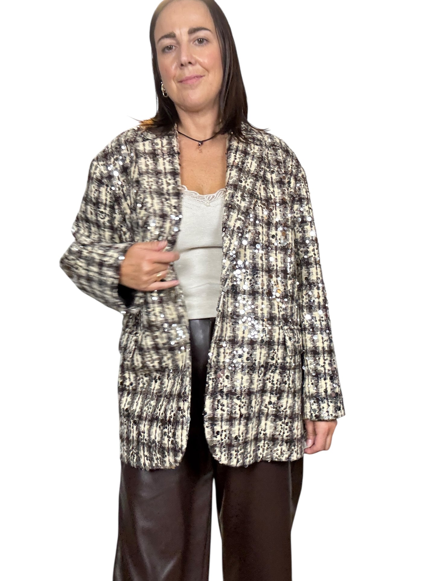 GIACCA CHECK CON PAILLETTES SUSY MIX
