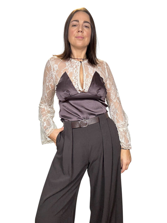 BLUSA CON MANICA IN PIZZO DIXIE