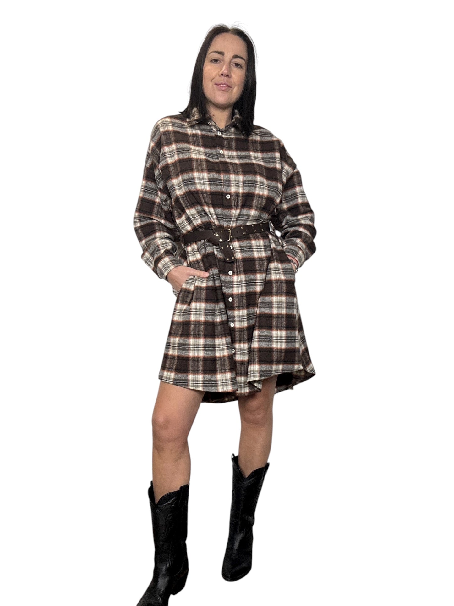 ABITO CORTO CHECK MARRONE-GRIGIO DIXIE