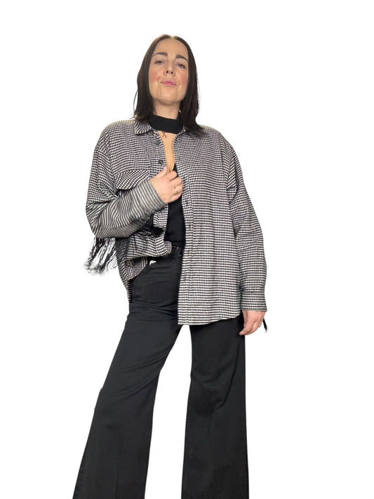 CAMICIA PIEDE-POULE CON FRANGE MOTEL