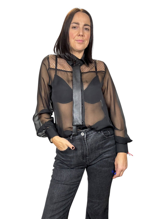 CAMICIA VELATA CON CRAVATTA SUSY MIX