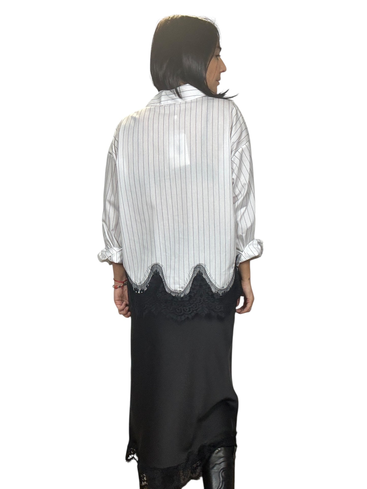 CAMICIA IN COTONE CON INSERTO IN PIZZO MOTEL