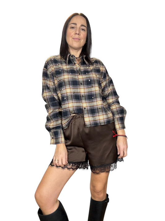 CAMICIA CHECK CROPPED CON BORCHIE SUSY MIX