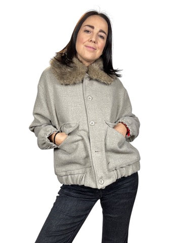 BOMBER CON COLLETTO IN ECOPELLICCIA SUSY MIX