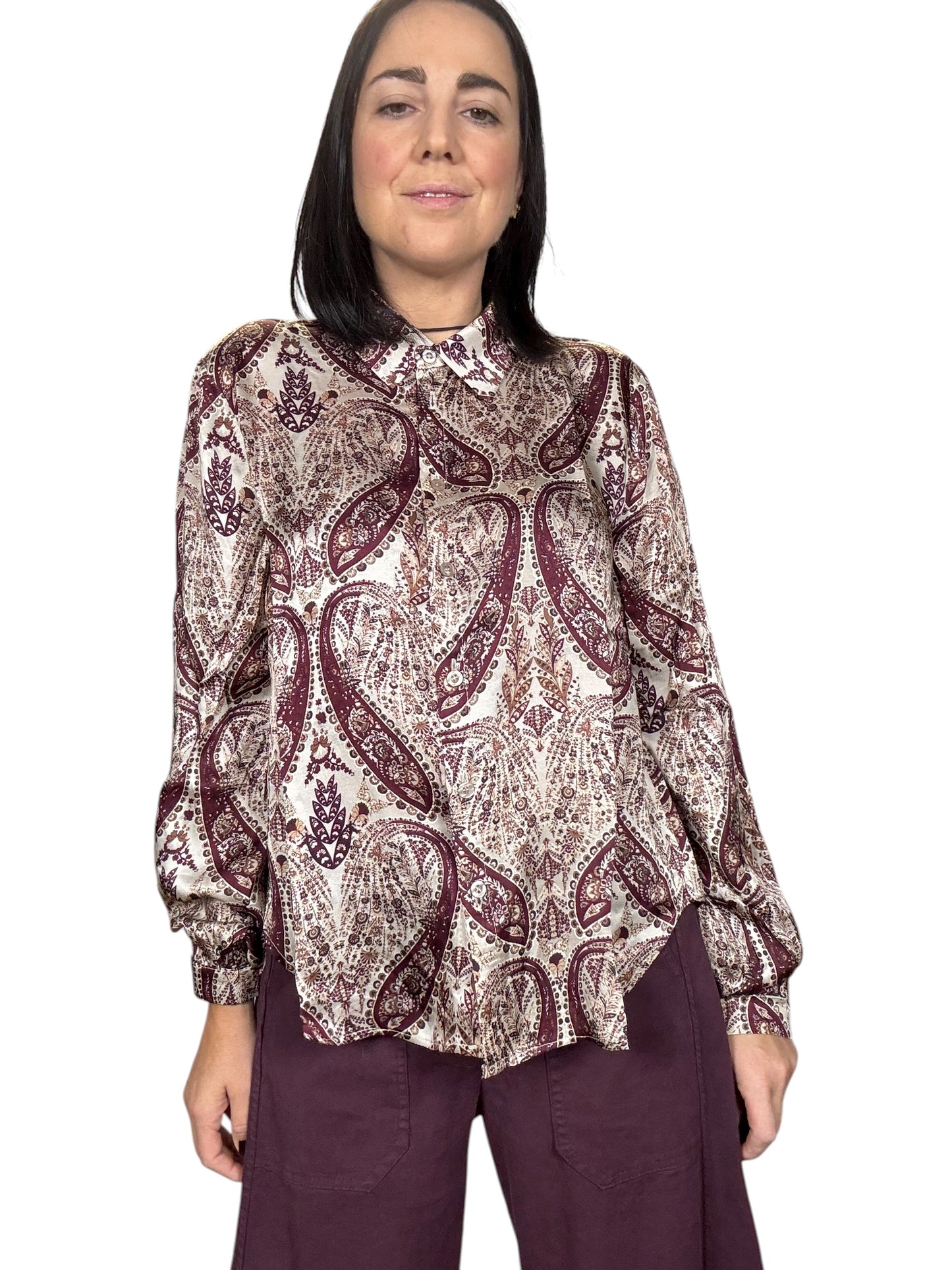 CAMICIA A FANTASIA CASHMERE BORDEAUX SUSY MIX