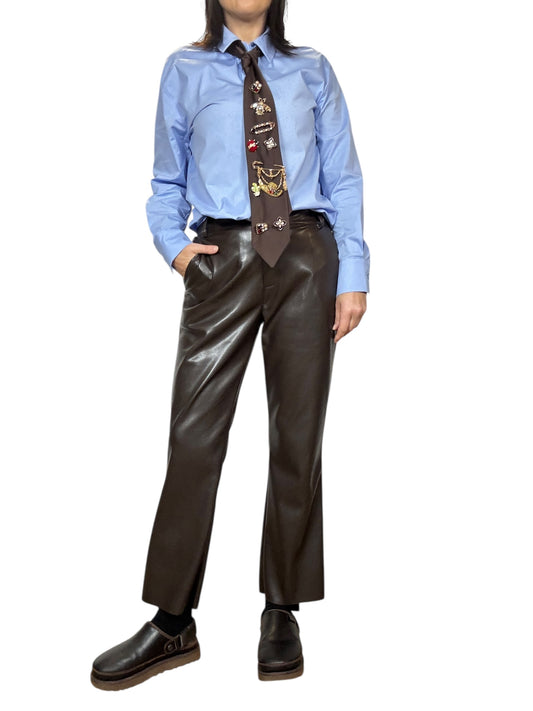 PANTALONE IN ECOPELLE A TROMBETTA TENSIONE IN