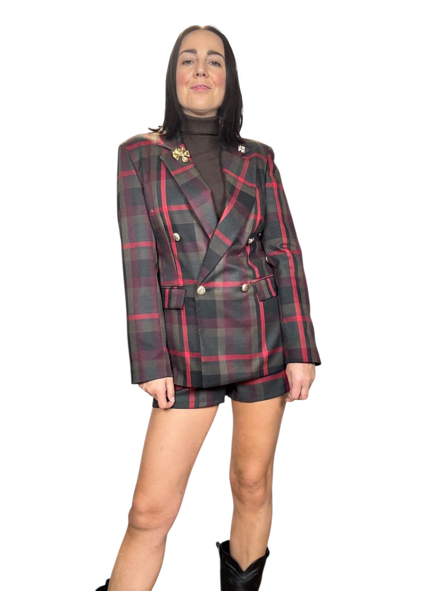 GIACCA CHECK ROSSO-MARRONE TENSIONE IN
