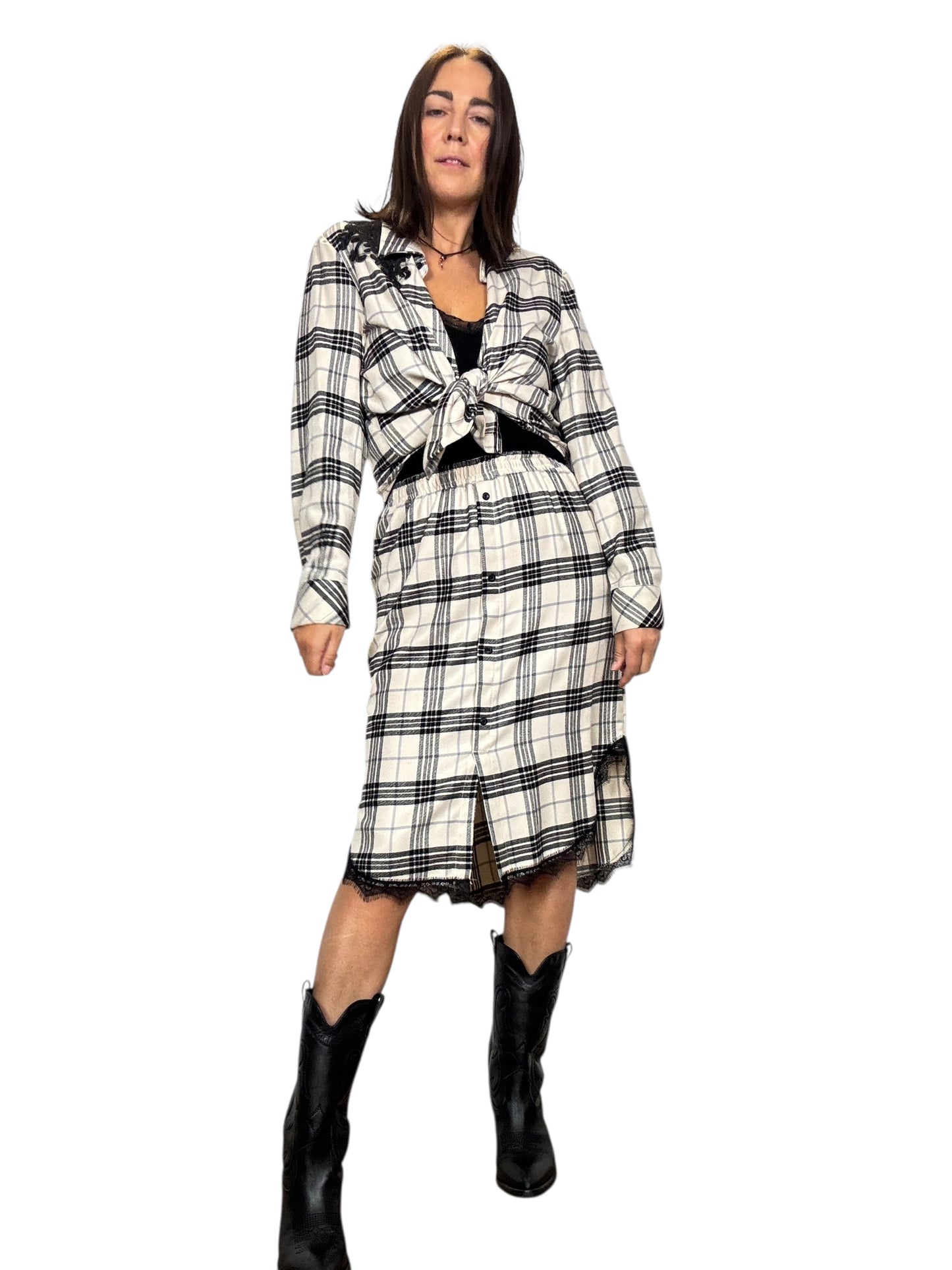 CAMICIA CHECK BIANCO-NERO DIXIE