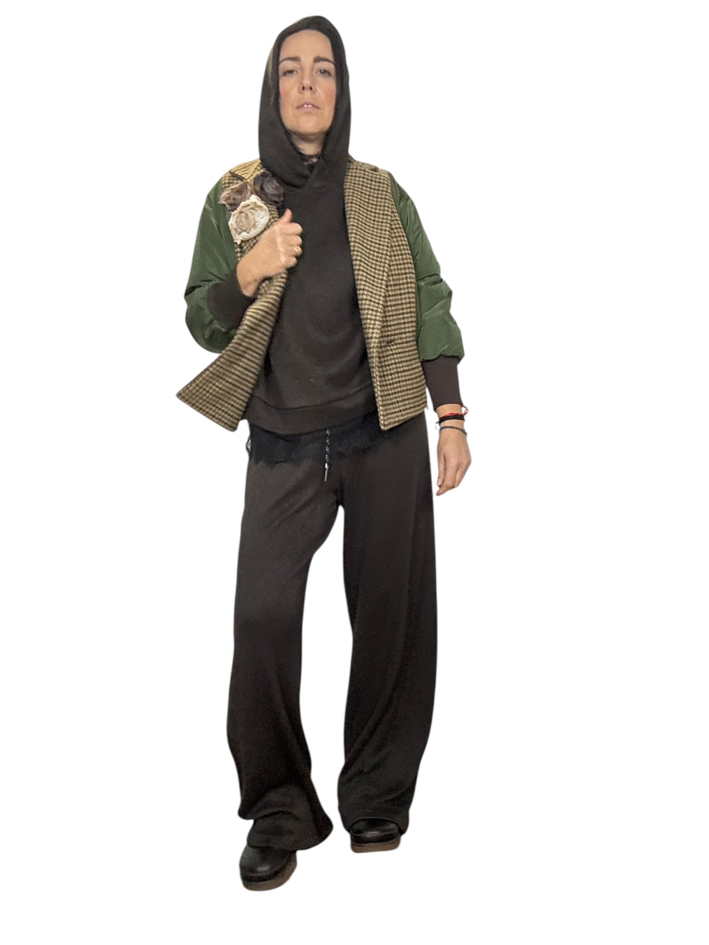 BOMBER VERDE CON INSERTO IN PIEDE POULE SUSY MIX