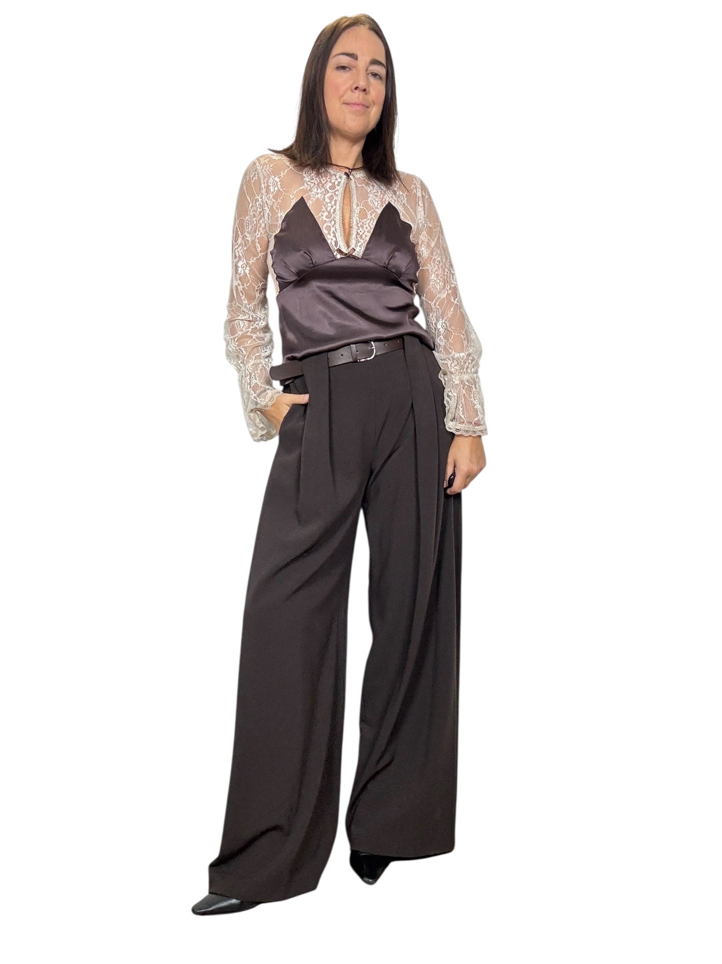 BLUSA CON MANICA IN PIZZO DIXIE