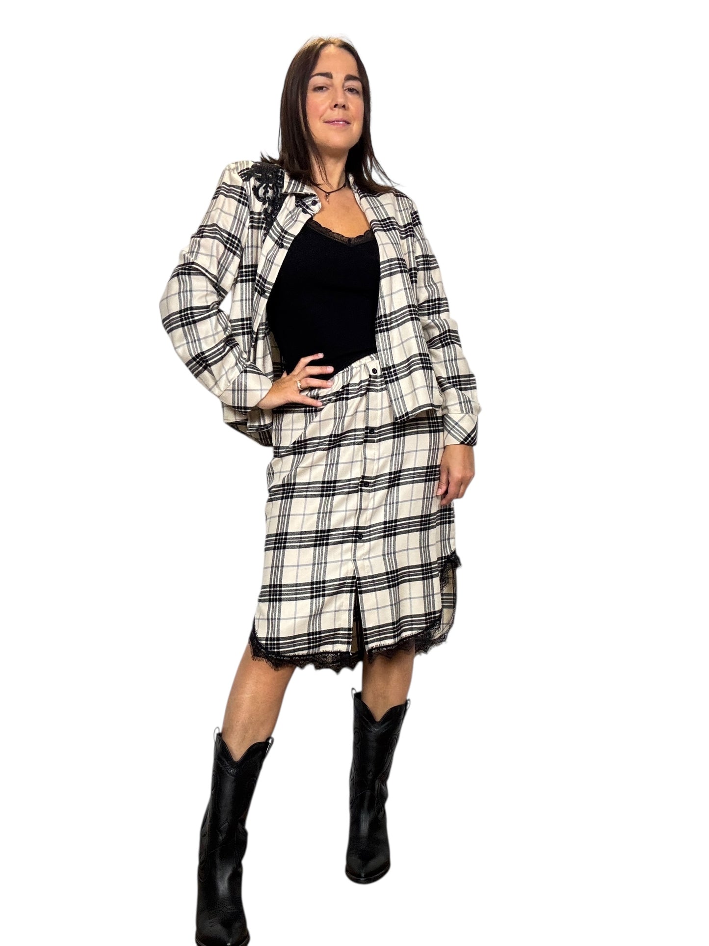 CAMICIA CHECK BIANCO-NERO DIXIE