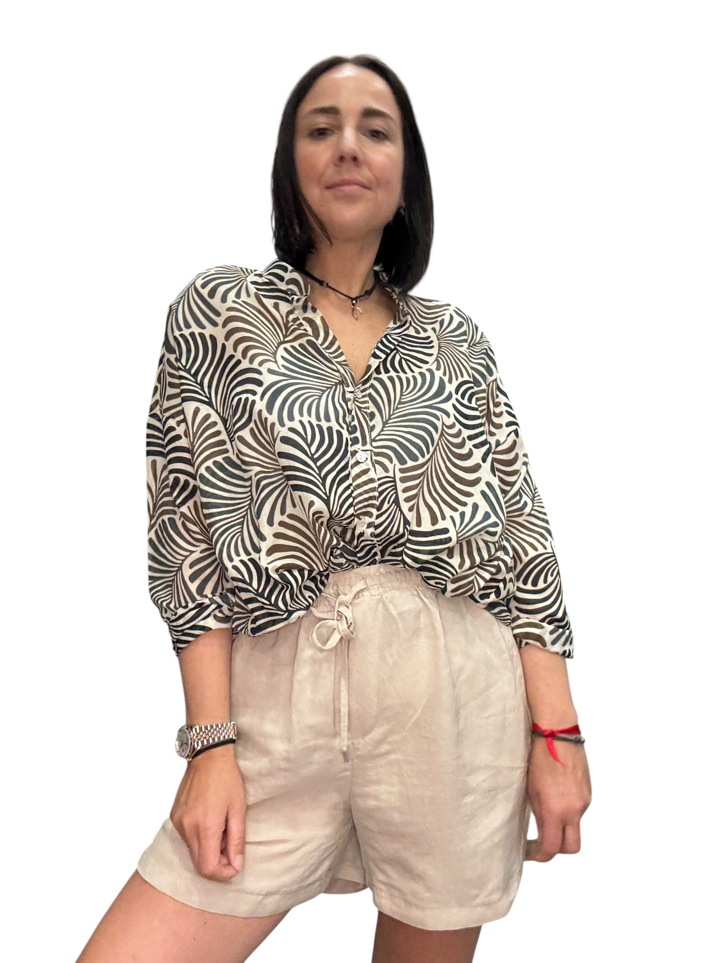 CAMICIA COLLO COREANA STAMPA ETNICA SUSY MIX