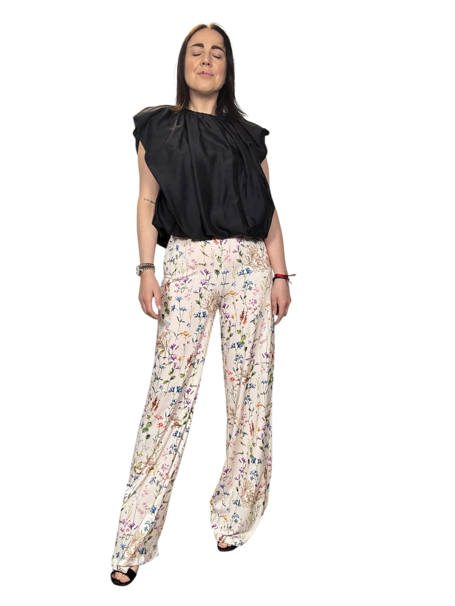 PANTALONE IN MAGLINA A FIORI VICOLO