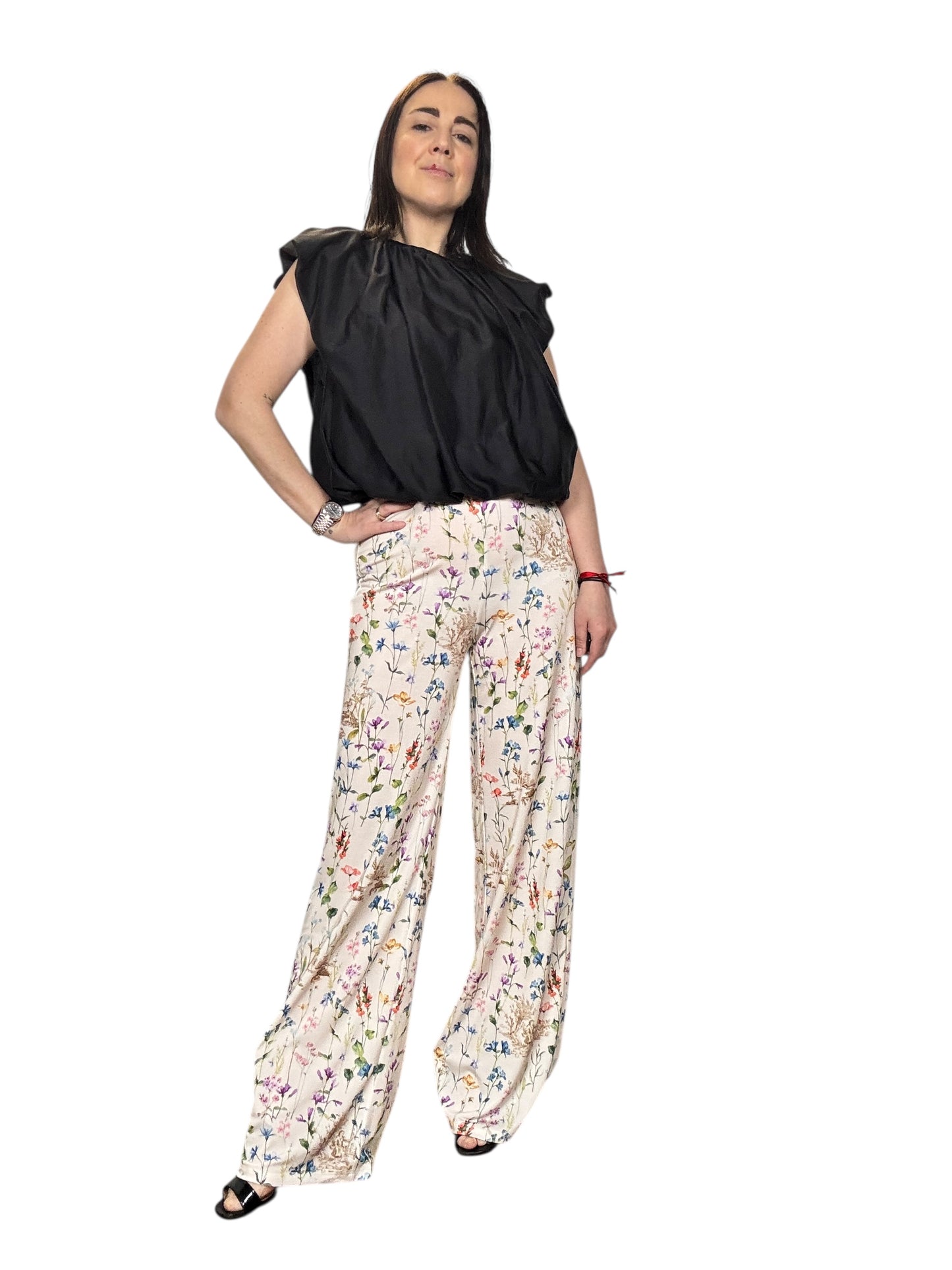 PANTALONE IN MAGLINA A FIORI VICOLO