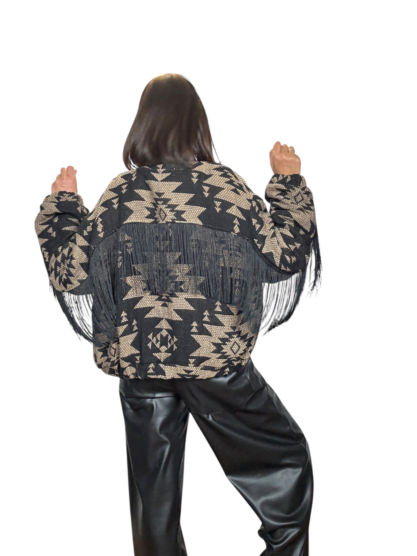 BOMBER JACQUARD CON FRANGE SUSY MIX