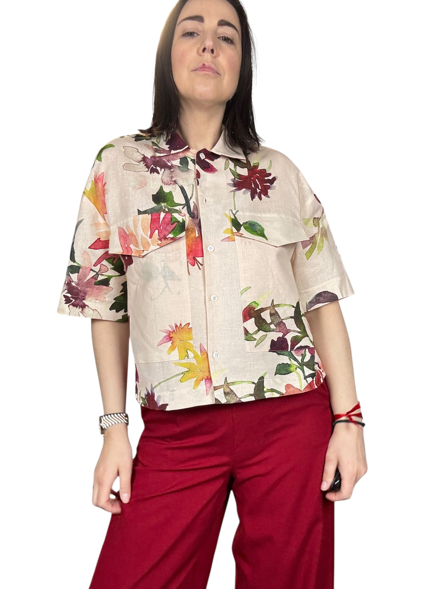 CAMICIA A FIORI MISTO LINO VICOLO