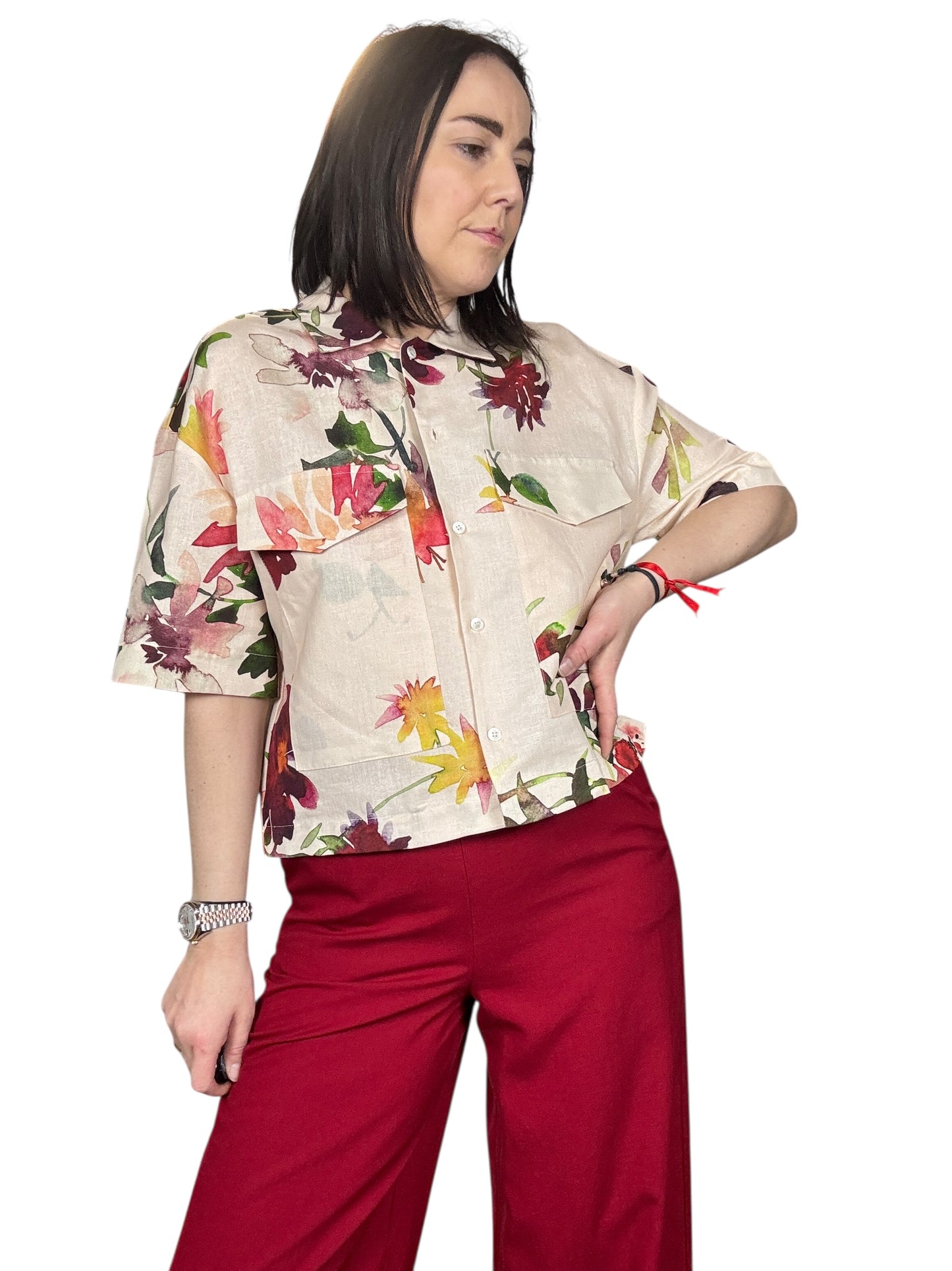 CAMICIA A FIORI MISTO LINO VICOLO