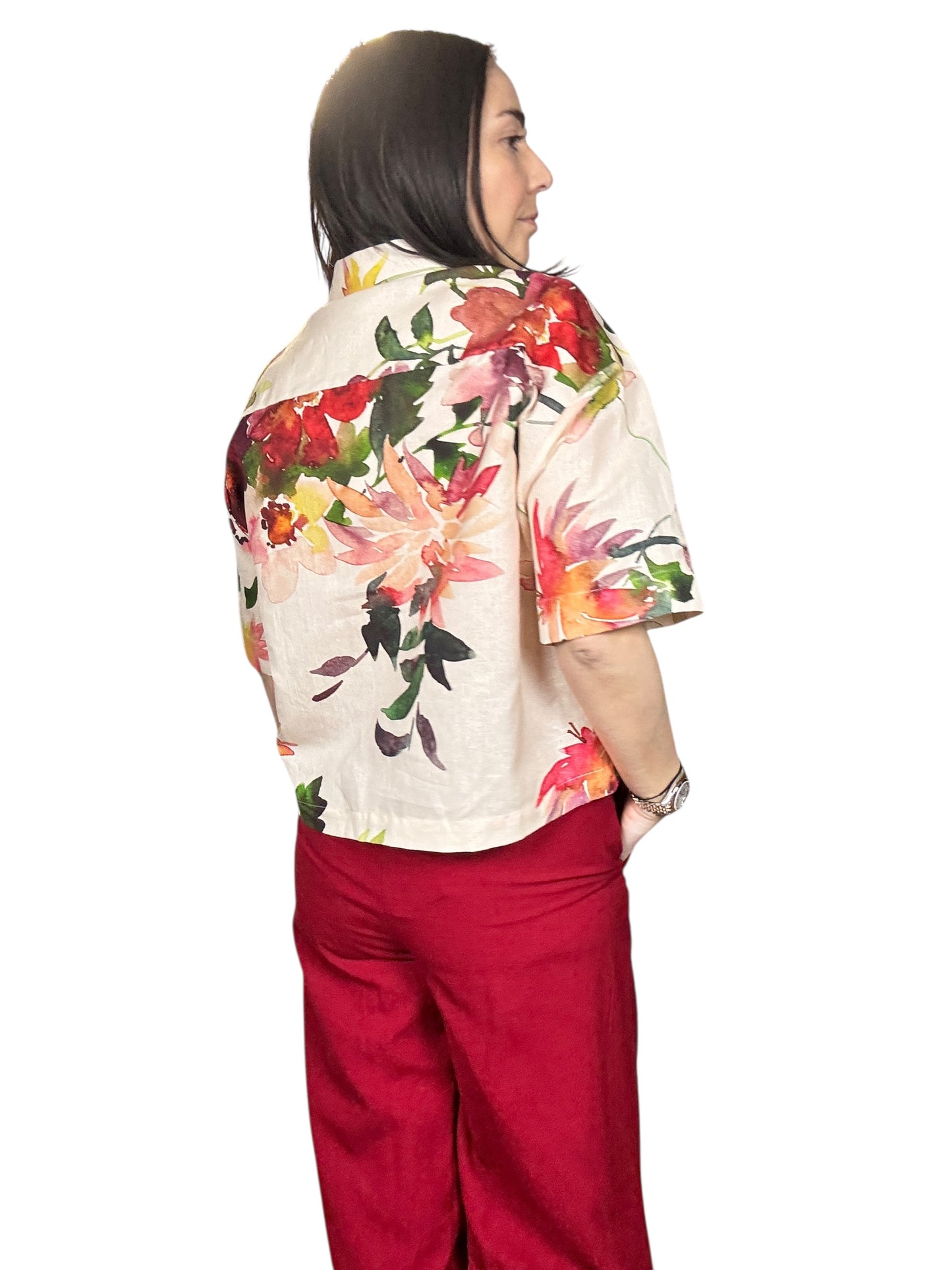 CAMICIA A FIORI MISTO LINO VICOLO