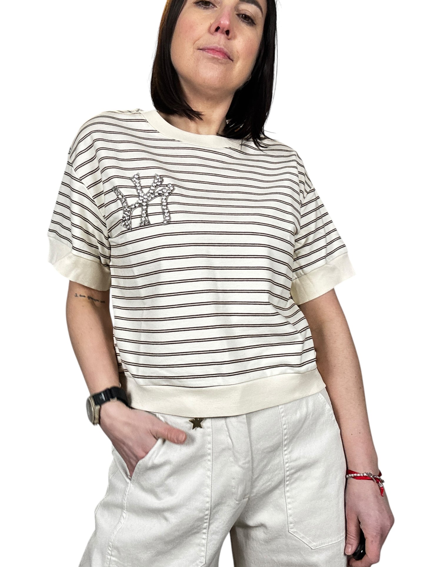 MAGLIETTA RIGATA CON PATCH SUSY MIX