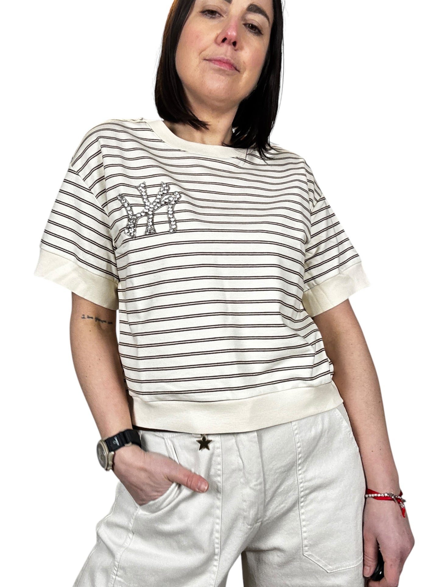 MAGLIETTA RIGATA CON PATCH SUSY MIX