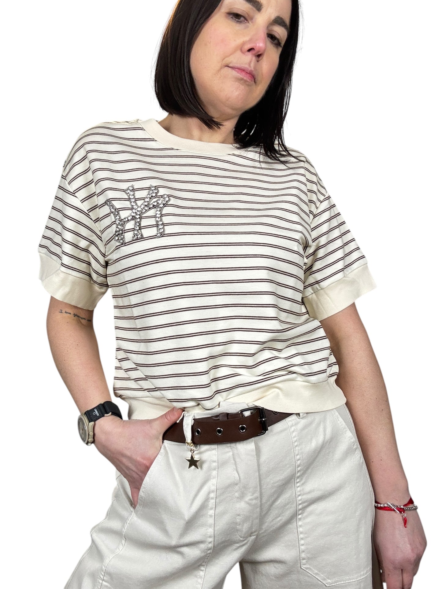 MAGLIETTA RIGATA CON PATCH SUSY MIX