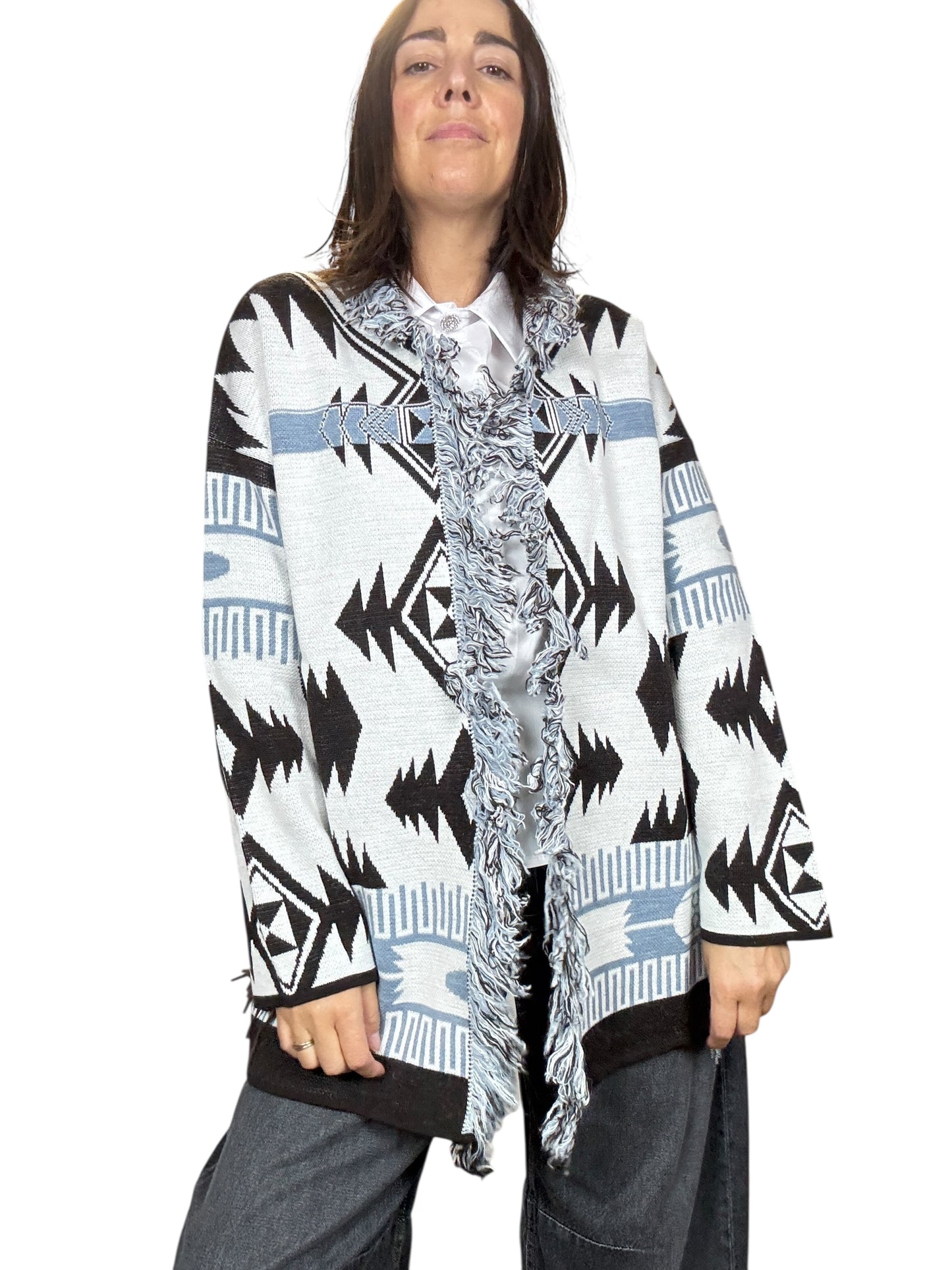 CARDIGAN ALANUI GRIGIO-AZZURRO VICOLO