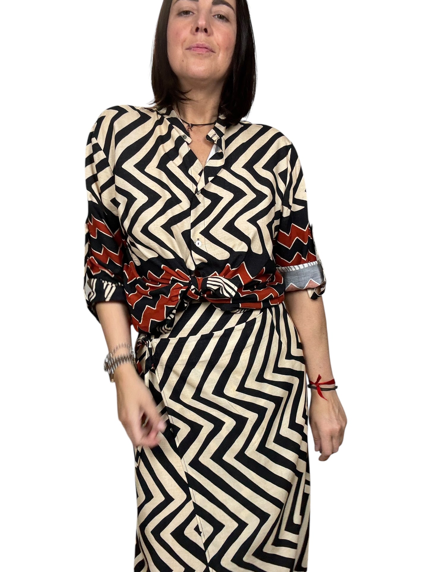 CAMICIA STAMPA ETNICA INDIA-NERO HAVEONE