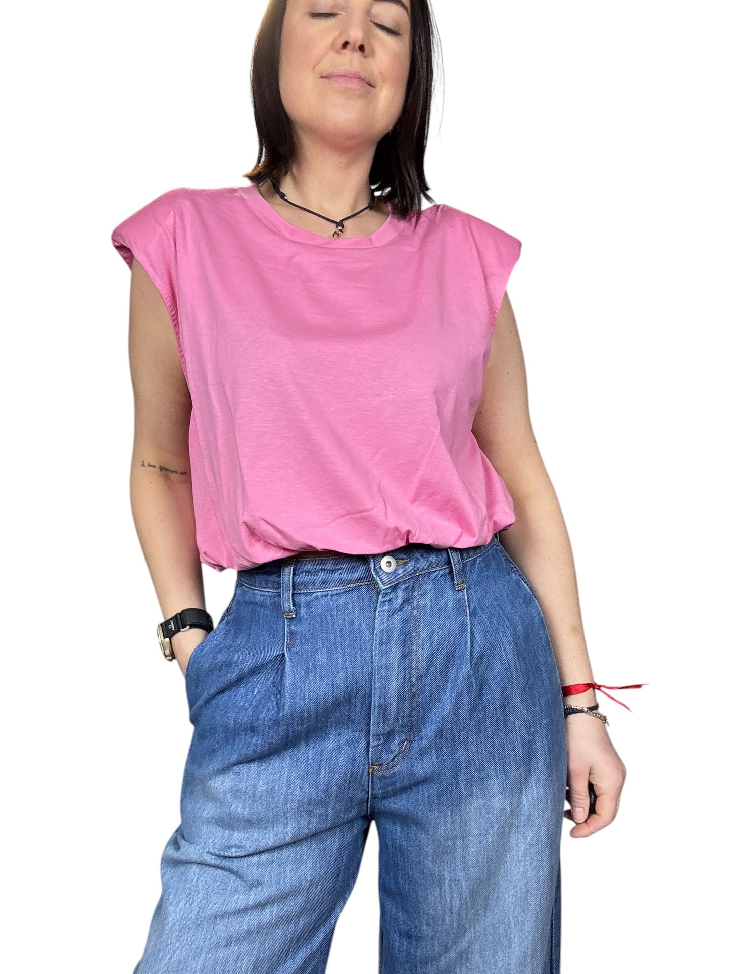 MAGLIETTA CROPPED CON OVATTA HAVEONE