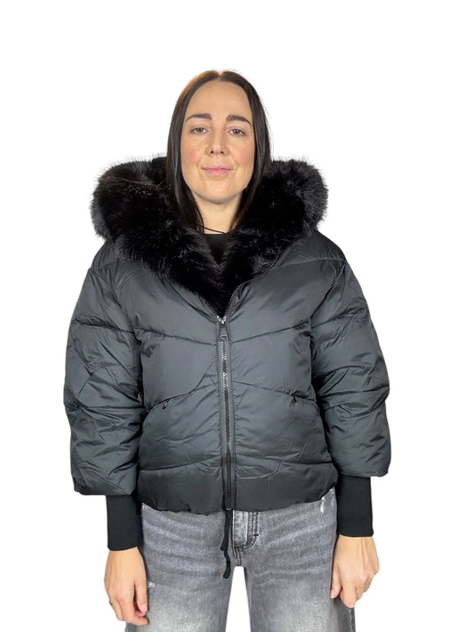 PIUMINO CON INSERTO IN ECOPELLICCIA SUSY MIX