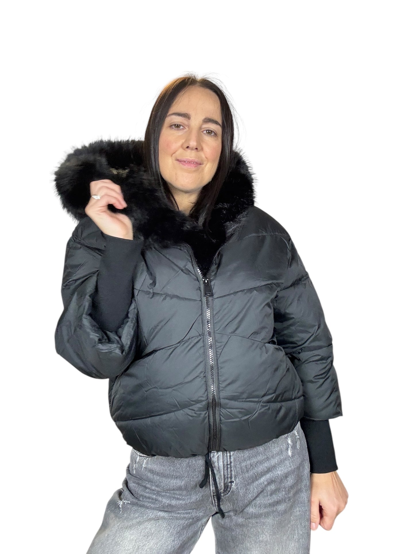 PIUMINO CON INSERTO IN ECOPELLICCIA SUSY MIX
