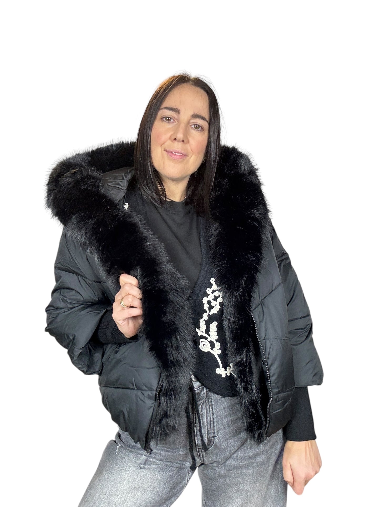PIUMINO CON INSERTO IN ECOPELLICCIA SUSY MIX