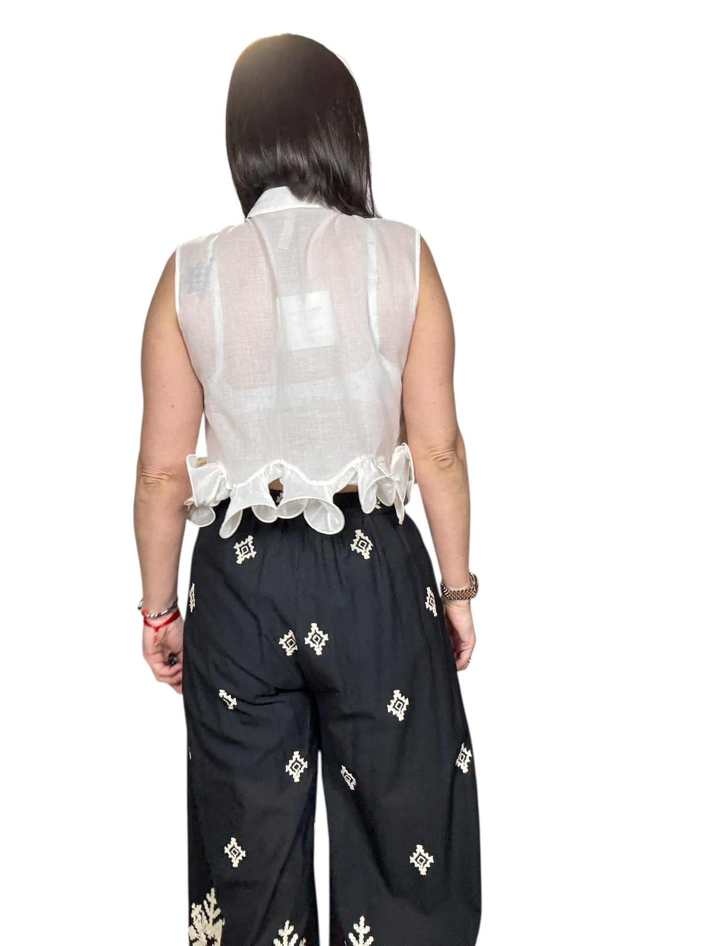 CAMICIA SMANICATA VOLANTS TENSIONE IN