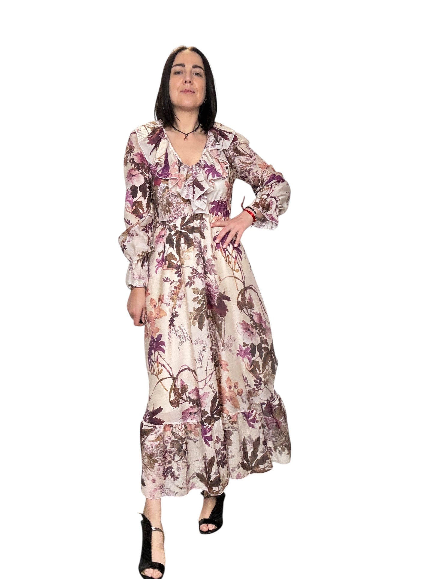 ABITO A FANTASIA FLOREALE FUCSIA DIXIE