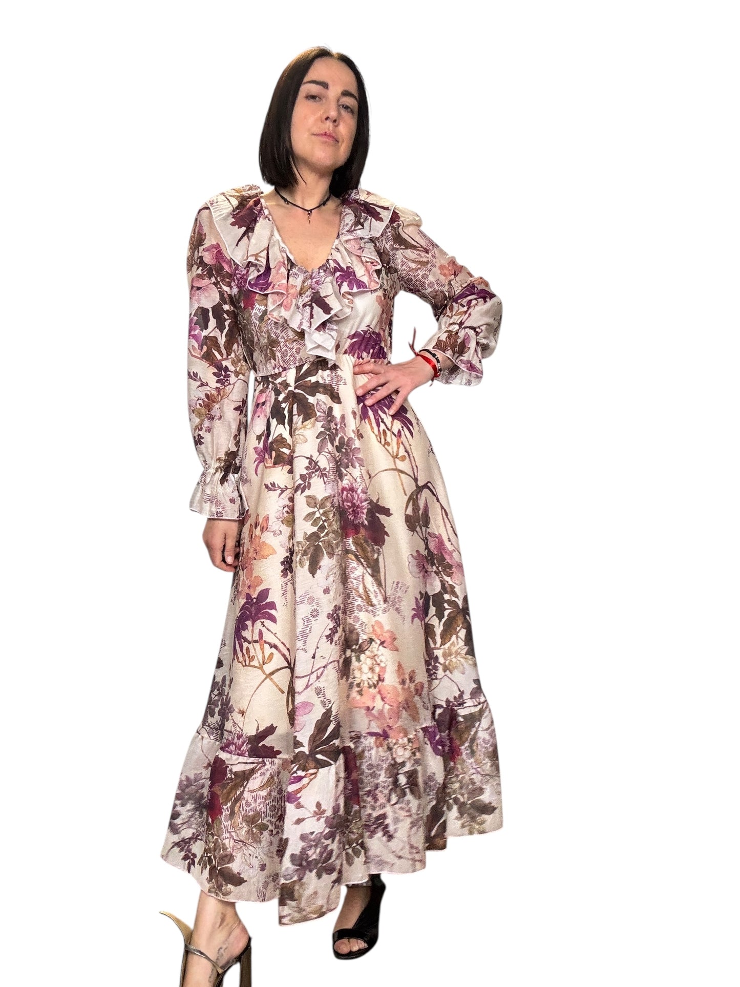 ABITO A FANTASIA FLOREALE FUCSIA DIXIE