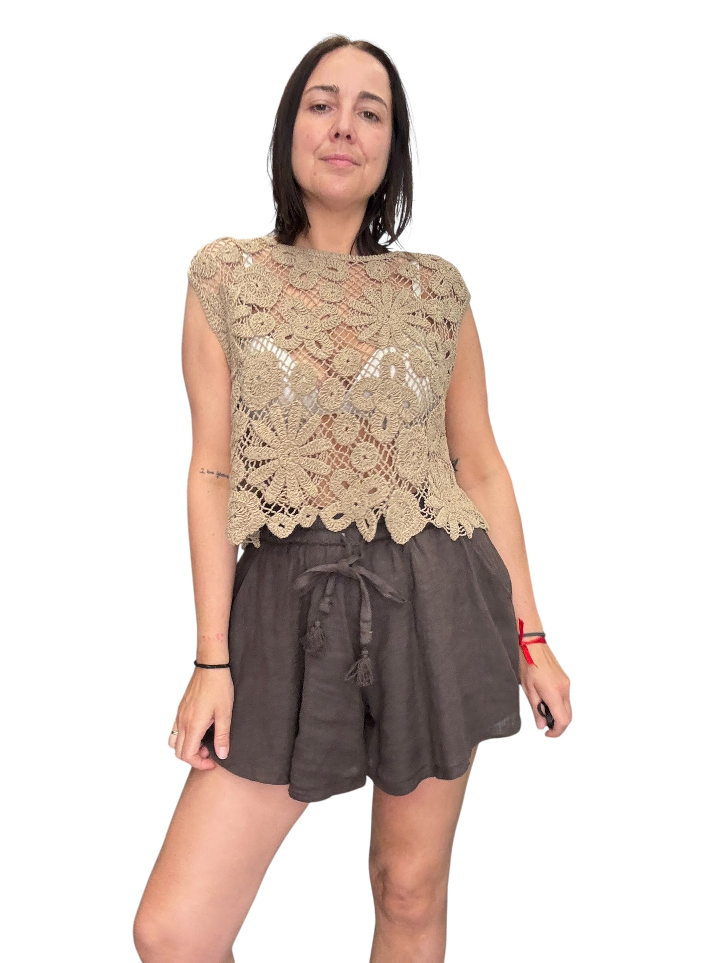 TOP CROCHET SPALLA LARGA TENSIONE IN