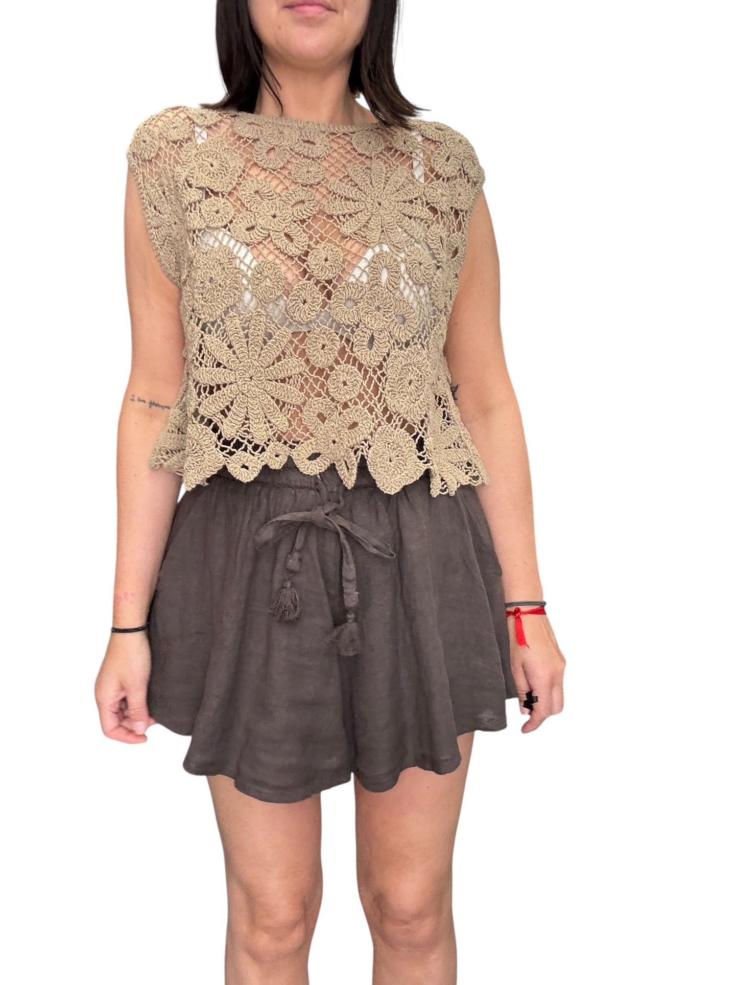 TOP CROCHET SPALLA LARGA TENSIONE IN