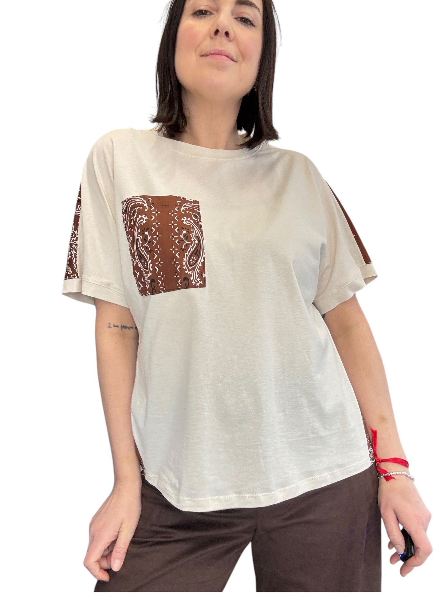 T-SHIRT DOPPIO TESSUTO STAMPA BANDANA VICOLO
