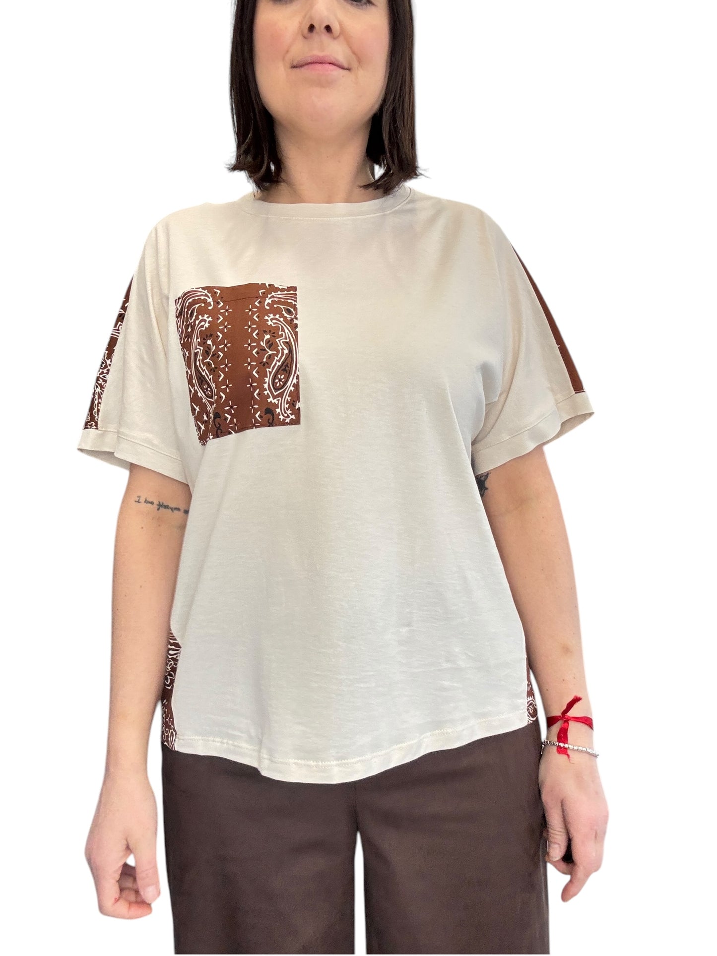 T-SHIRT DOPPIO TESSUTO STAMPA BANDANA VICOLO