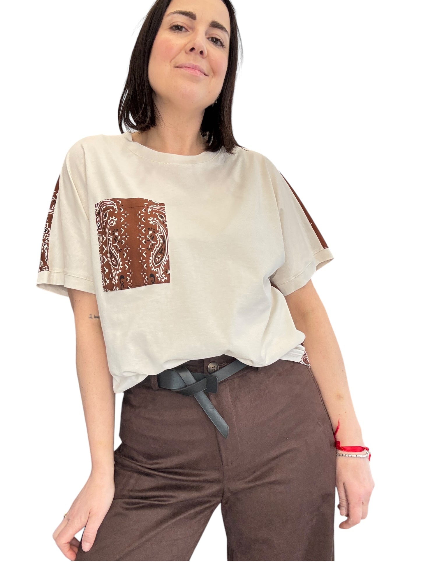 T-SHIRT DOPPIO TESSUTO STAMPA BANDANA VICOLO