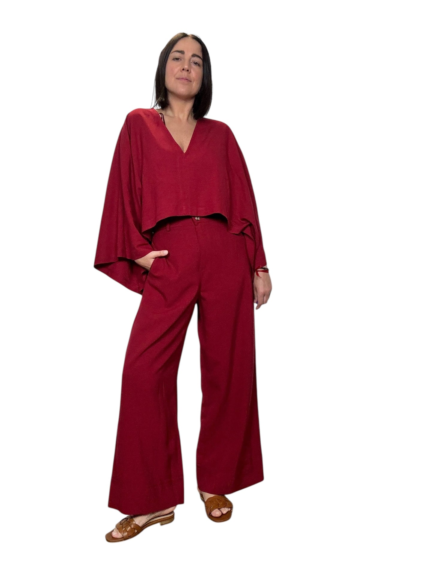 PANTALONE MISTO LINO CON RISVOLTO VICOLO