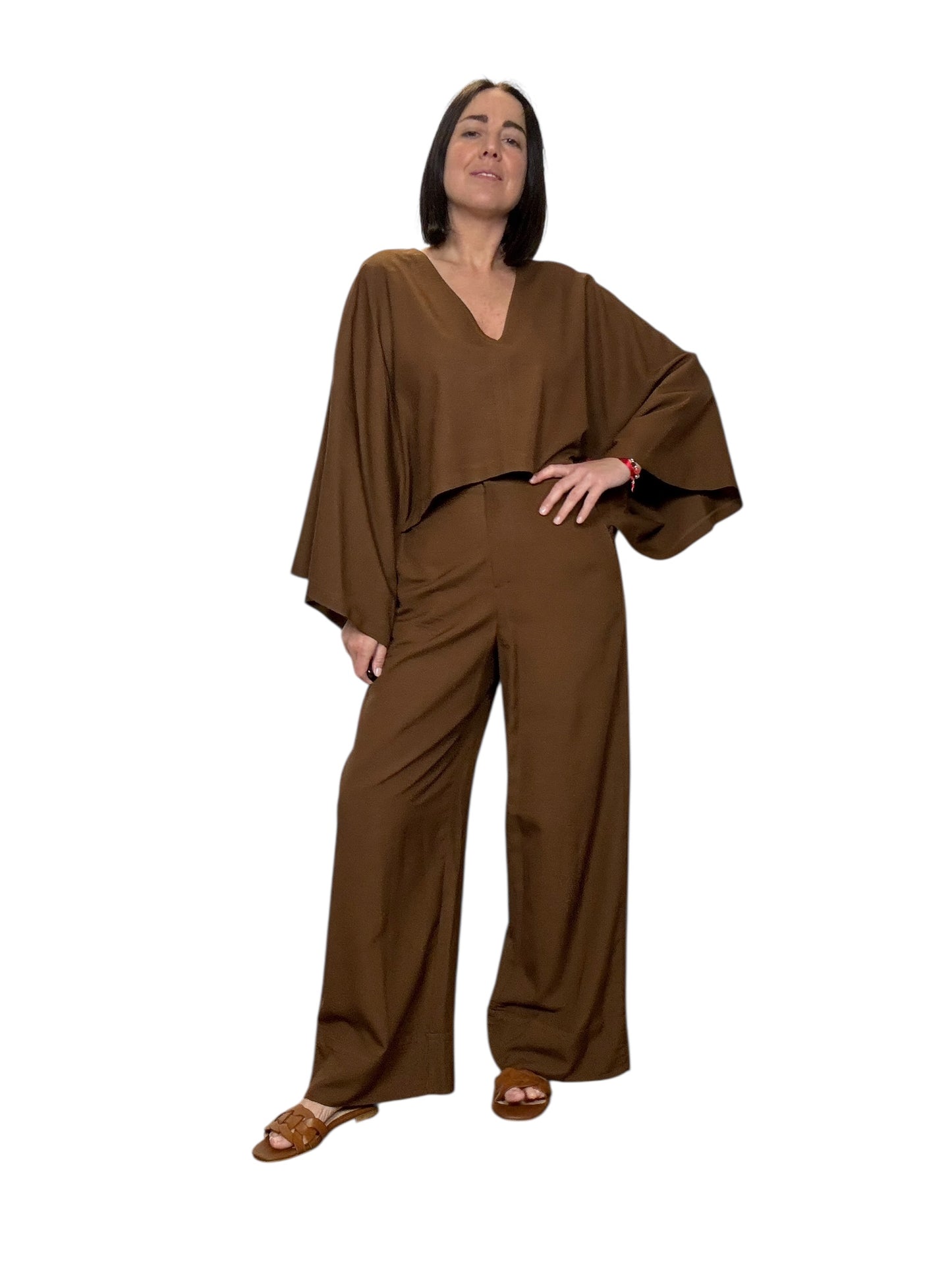 PANTALONE MISTO LINO CON RISVOLTO VICOLO