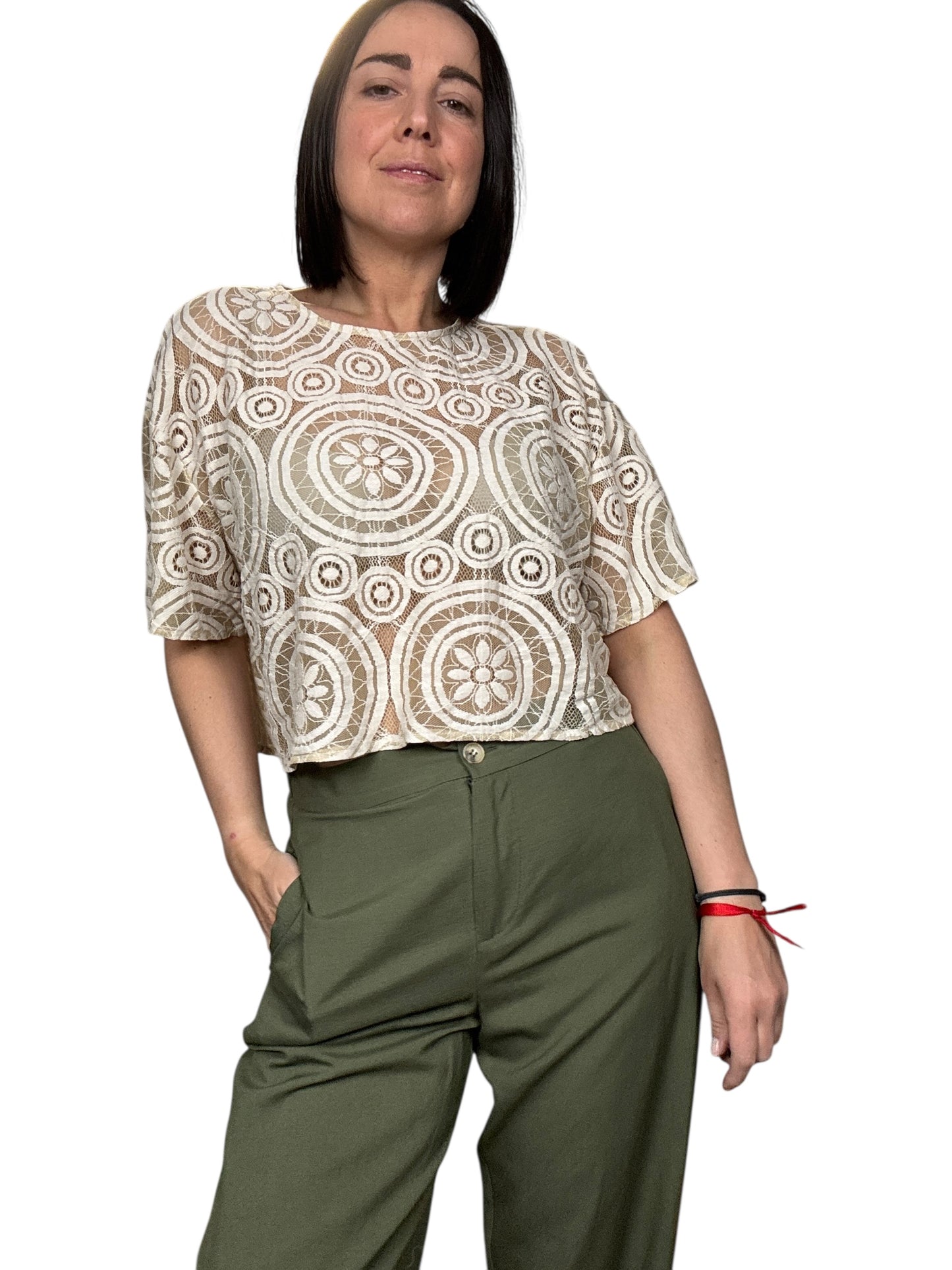 CAMICIA CROPPED PIZZO HAVEONE