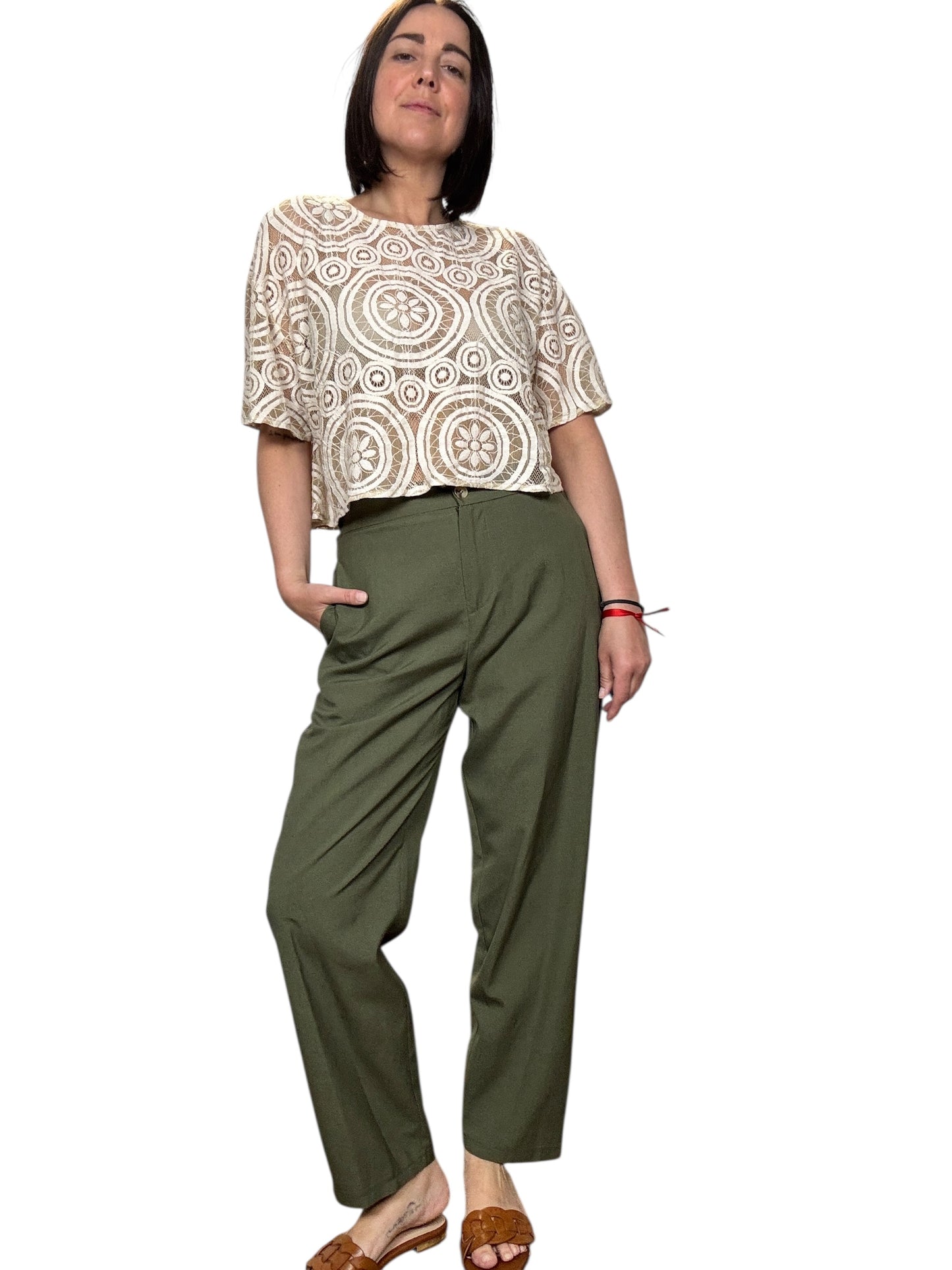 CAMICIA CROPPED PIZZO HAVEONE