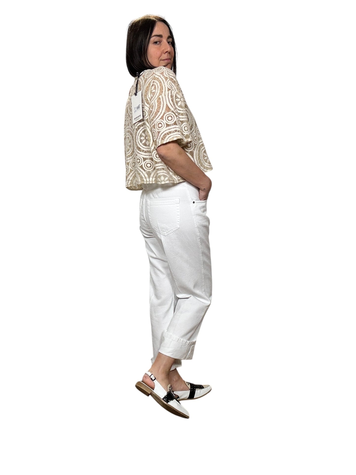 JEANS BIANCO CON RISVOLTO SUSY MIX