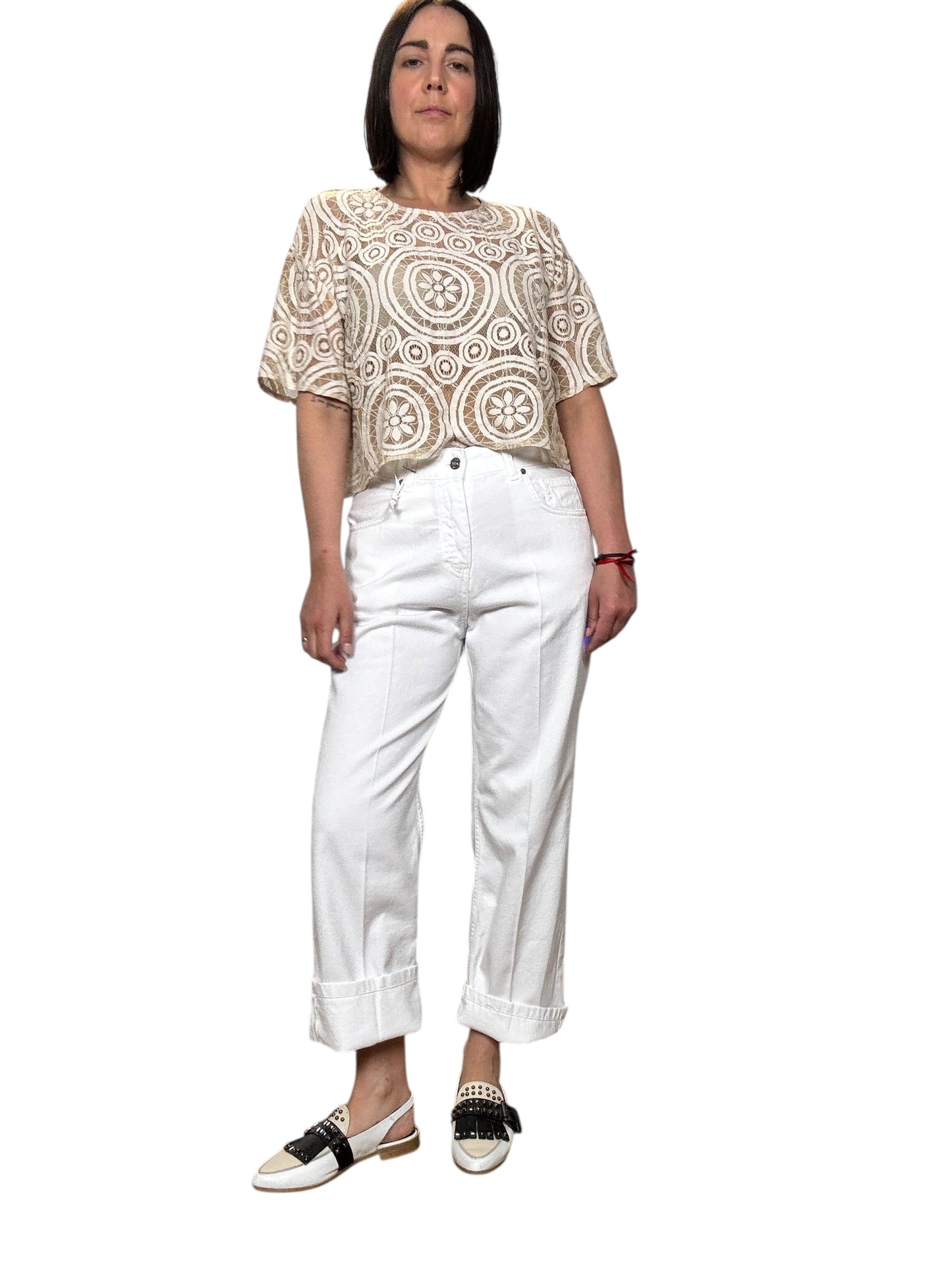JEANS BIANCO CON RISVOLTO SUSY MIX