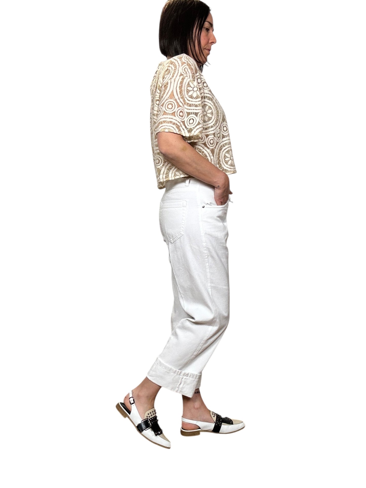 JEANS BIANCO CON RISVOLTO SUSY MIX