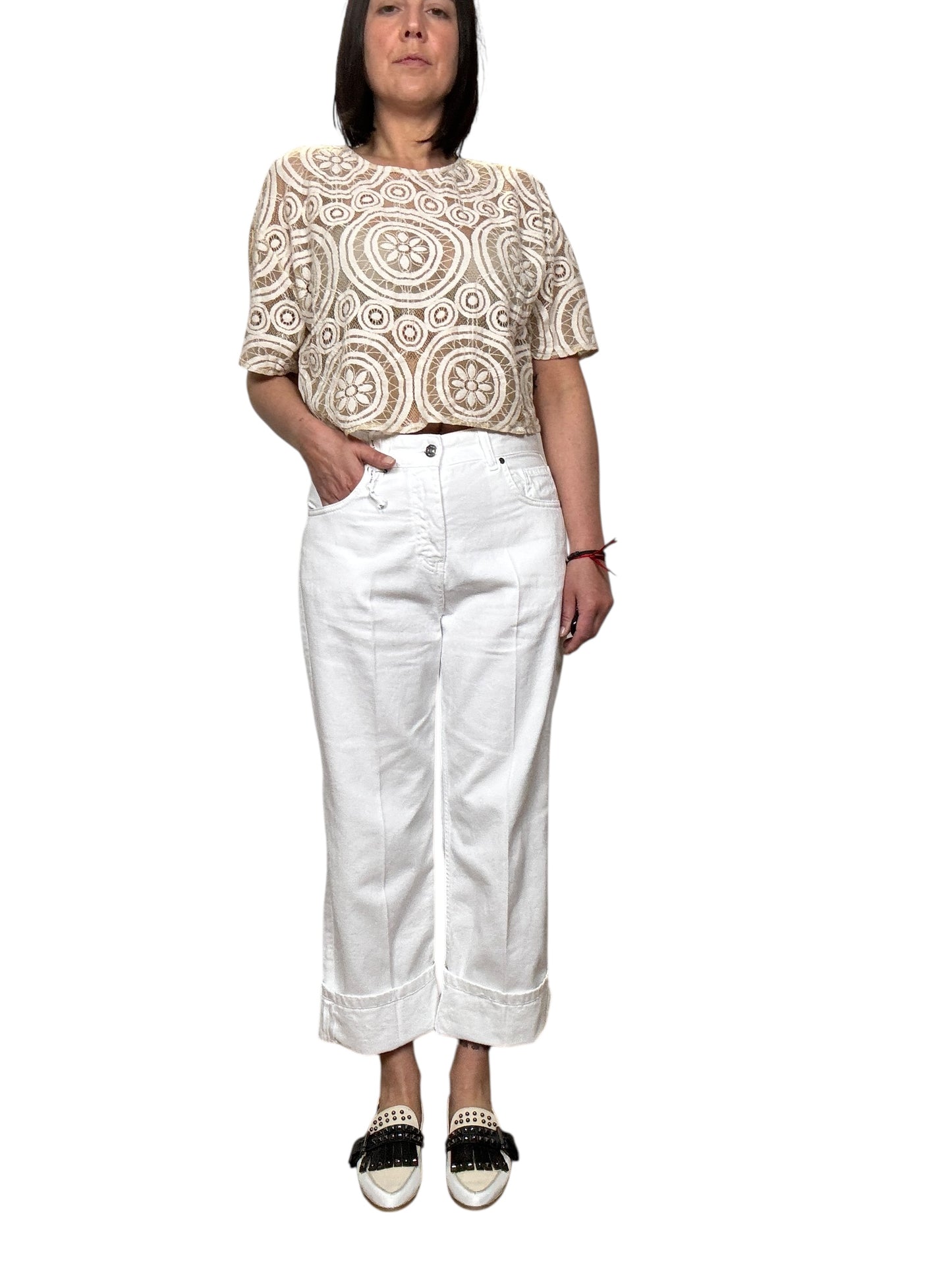 JEANS BIANCO CON RISVOLTO SUSY MIX