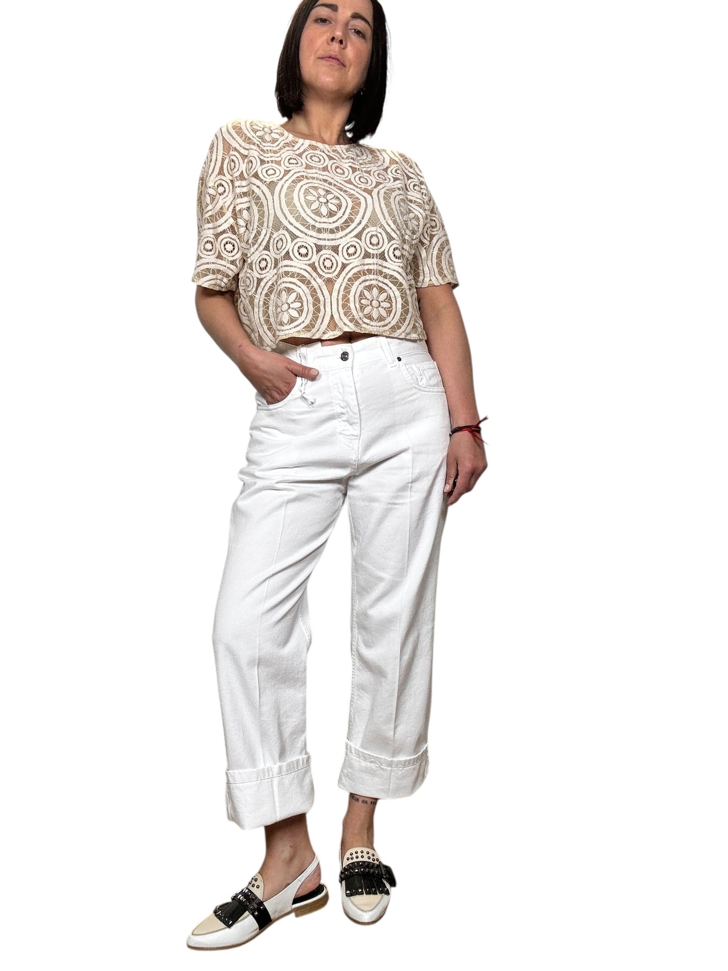 JEANS BIANCO CON RISVOLTO SUSY MIX